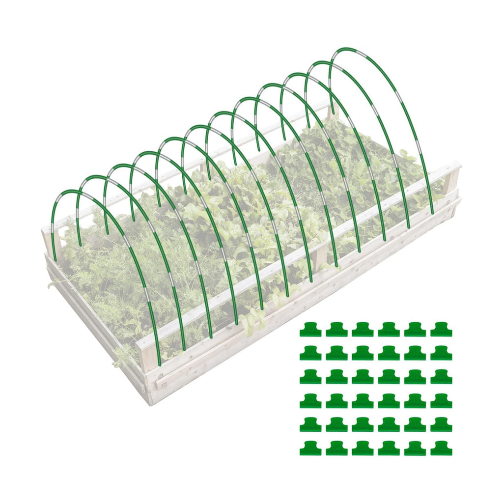 72 Pack Garden Hoops for Raised Beds, 12 Sets Fiberglass with PVC | Durable, Rust-proof, DIY greenhouse tunnel, For row