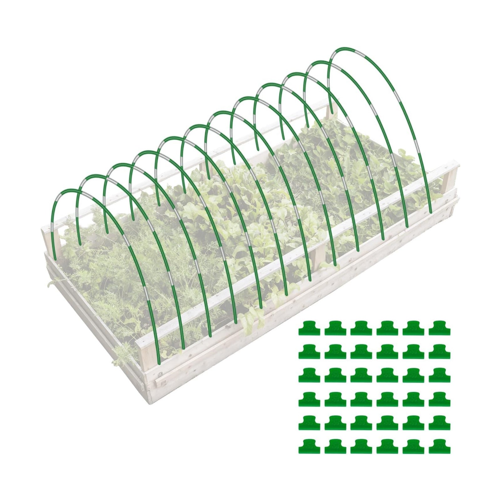 72 Pack Garden Hoops for Raised Beds, 12 Sets Fiberglass with PVC | Durable, Rust-proof, DIY greenhouse tunnel, For row
