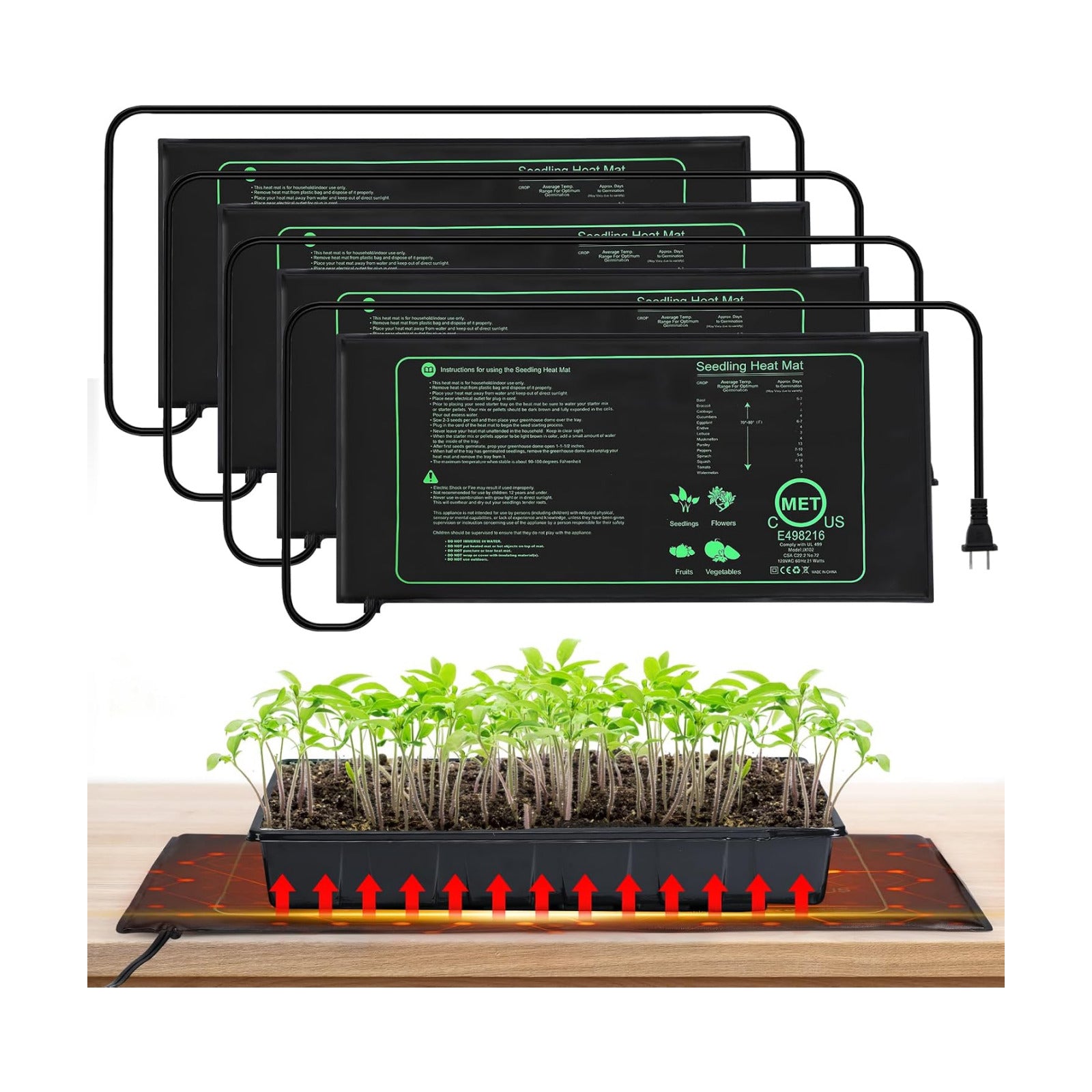 4 PCS Durable Seedling Heat Mat for Plants - 10'' x 20.5'' Bulk Seed Starting Heating Mat for Indoor Grarden