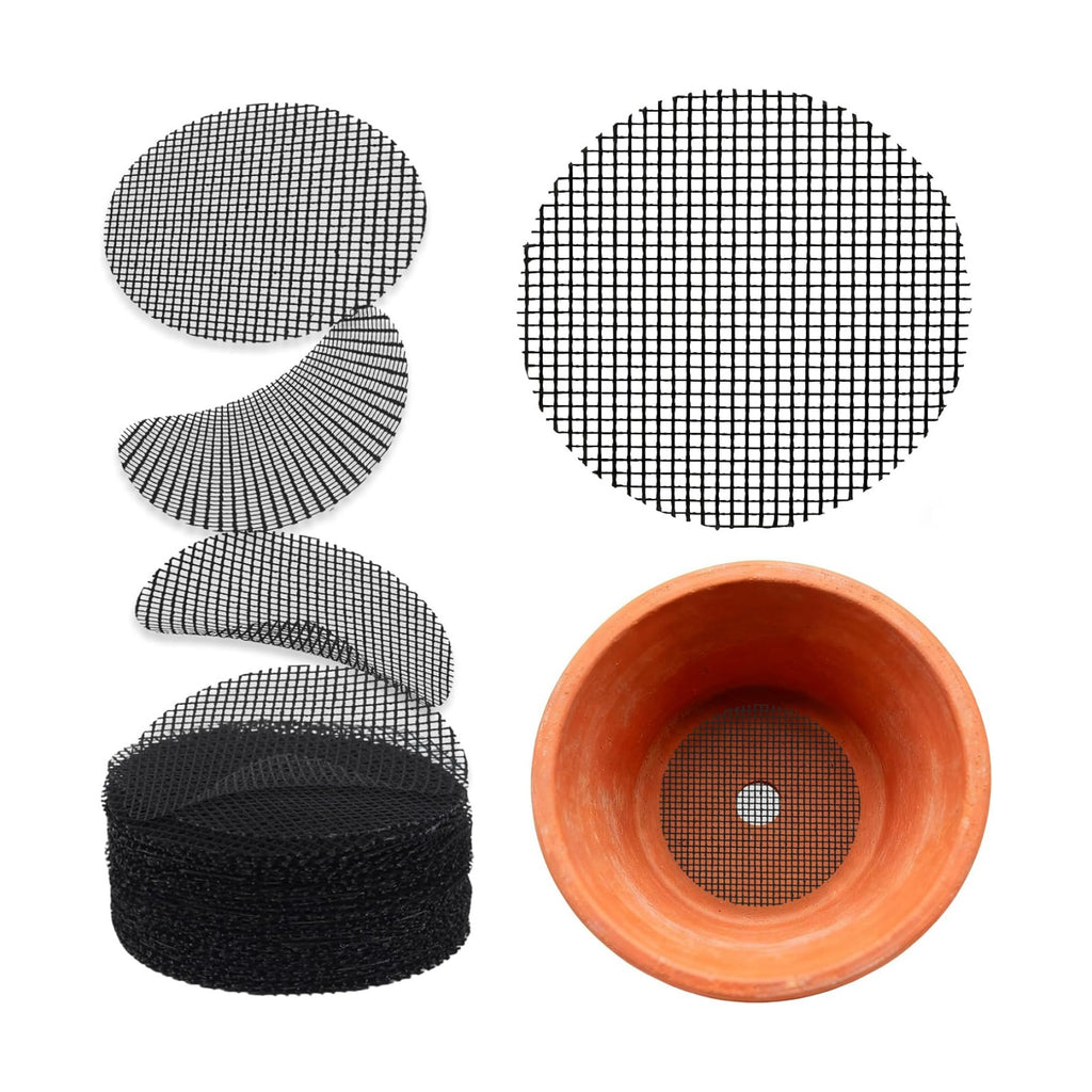 50PCS Flower Pot Hole Mesh Pad, 2 inch Rounds Drainage Hole, Plant Pot Drainage Mat, Plant Potting Mat to Prevent Soil Loss, Gardening Gifts for Friend