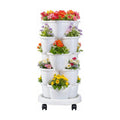 VECELO 5 Tier Vertical Garden Planter, Self Watering Stackable Planters with Wheels for Strawberries, Herbs, Flowers