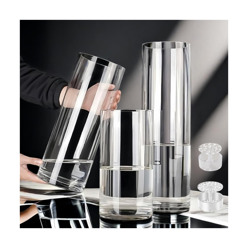 Clear Acrylic Cylinder Vase 3, Tall Cylinder Hurricane Plastic Vase
