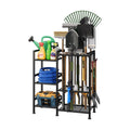 keomaisyto Garden Tool Organizer with Large Hooks, Garage Storage Rack | 3 Tier Yard Tool Holder with 35 Long-Handled