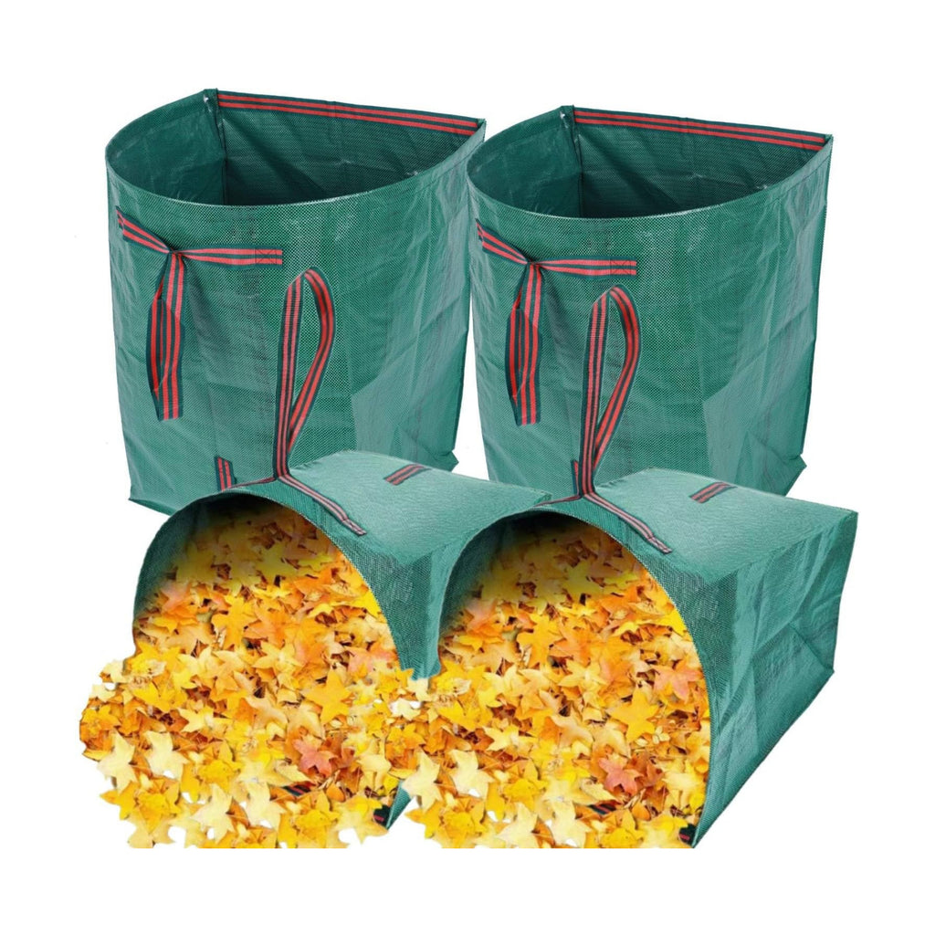 4-Pack 53-Gallon Reusable Collapsible Heavy Duty Leaf Bags with Dustpan | For lawn, garden, grass clippings, yard