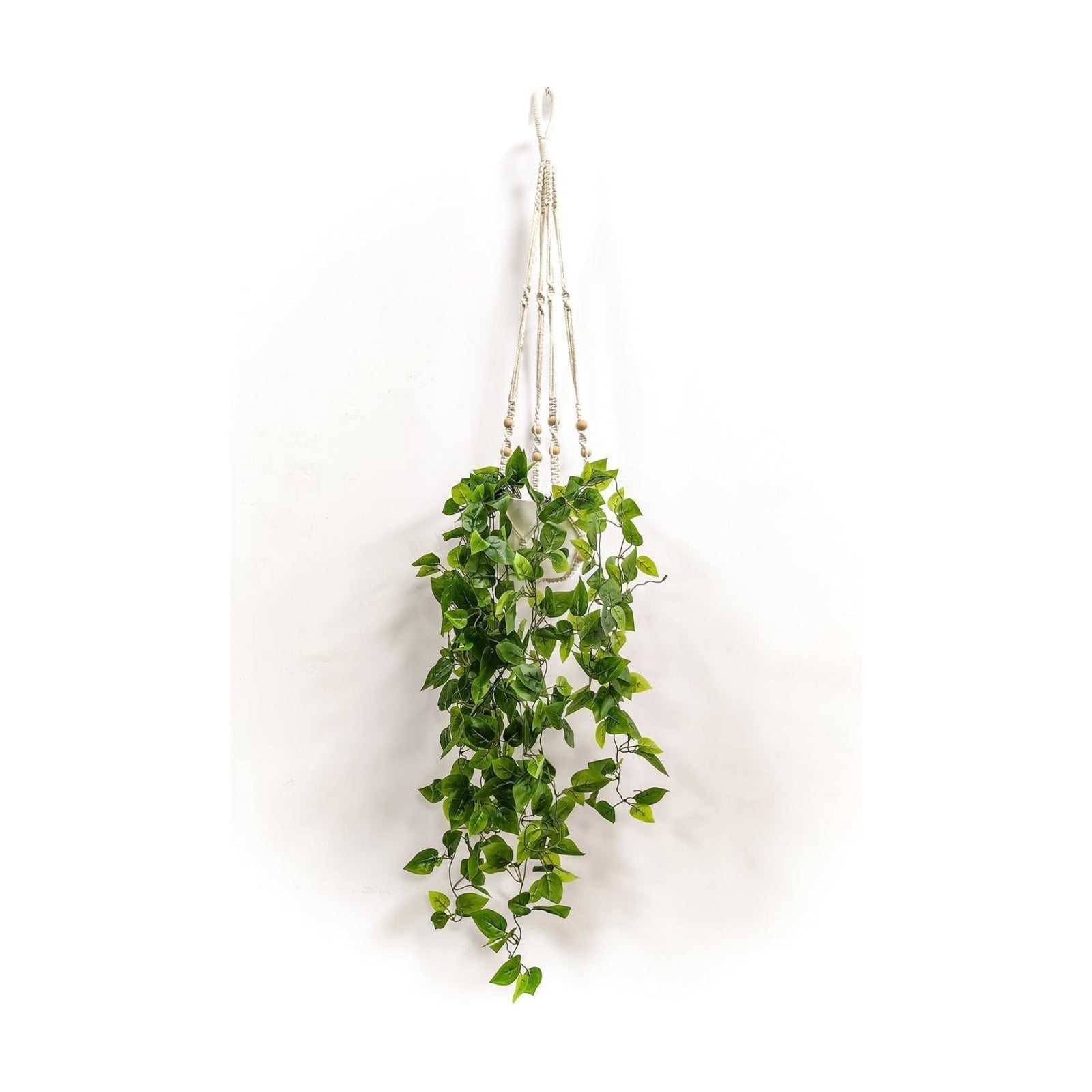 Comtelek 2 Packs Fake Hanging Plant with Pots for Home Decor Artificial Hanging Basket Plants Macrame Plant Hanger with