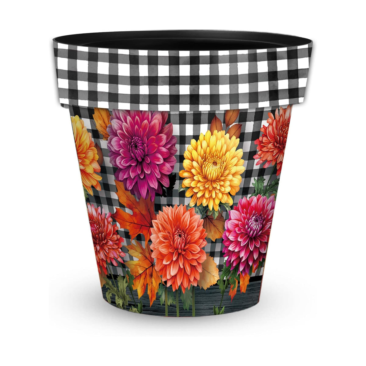 Briarwood Lane Fall Planter 11.75 x 11 x 11 Checkered Mums Medium