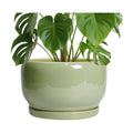 SQOWL Ceramic Planter - 10 Inch Pot for Plants Indoor Outdoor, Round Modern Flower Pot with Drainage Hole and Saucer