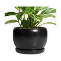 SQOWL Ceramic Plant Pots - 8 Inch Planter Indoor, Round Flower Pot with Drainage Hole and Saucer, Modern Outdoor