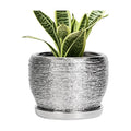 SQOWL Ceramic Plant Pots - 6 Inch Planter for Indoor Outdoor Plants, Modern Round Flower Pots with Drainage Hole and