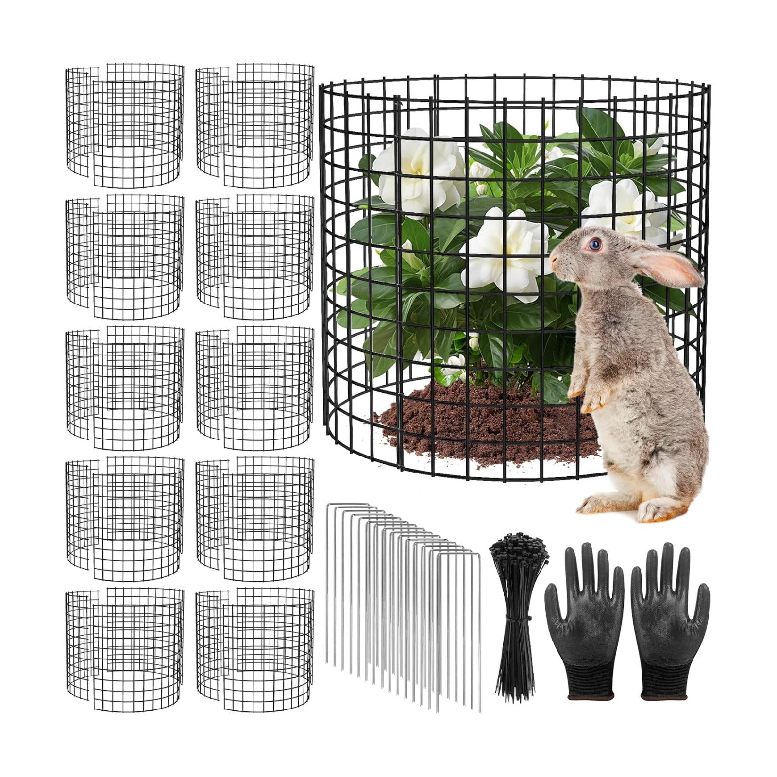10 Pack Plant Protectors from Animals, 13x12 Plant Cages for Outdoor Plants | Wire Plant Protector, Thick Metal