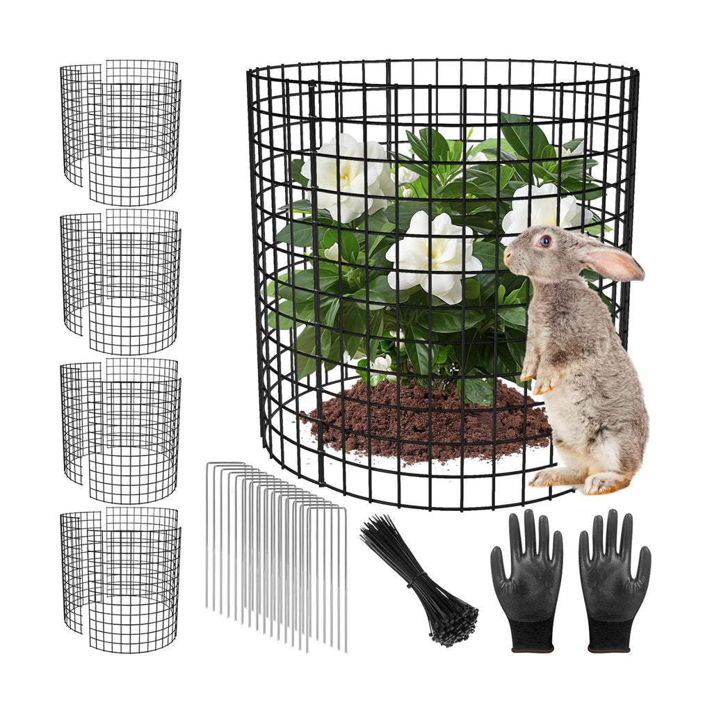 5 Pack Plant Protectors from Animals, 17x14" Plant Cages for Outdoor Plants | Wire Plant Protector, Thick Metal