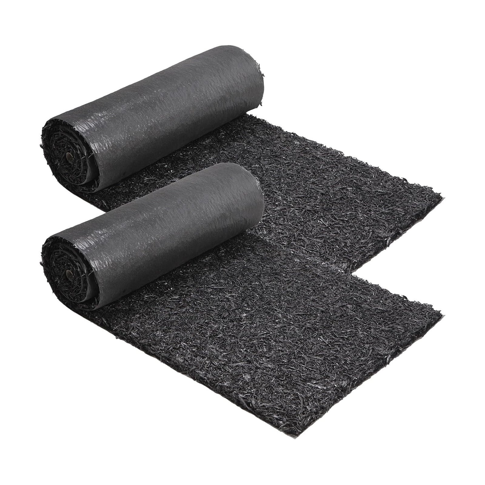 Sekcen 2 Pack Rubber Mulch Roll Mat for Landscaping Recycled Rubber Walkway Black Permanent Mulch Pathway Playground 8'