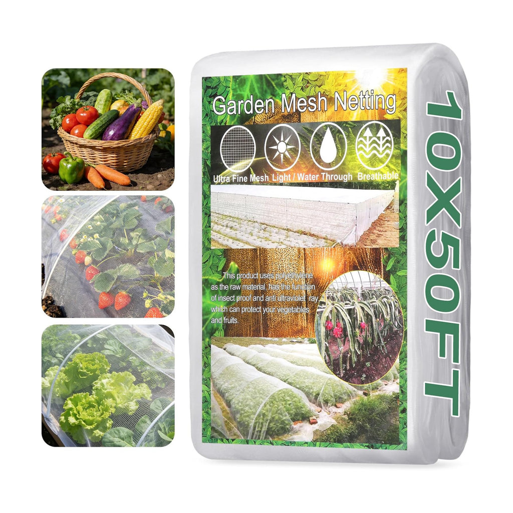 Garden Netting Pest Barrier 10 x 50FT Garden Mesh Netting Insect Netting Garden Neting for Raised Beds Garden Insect