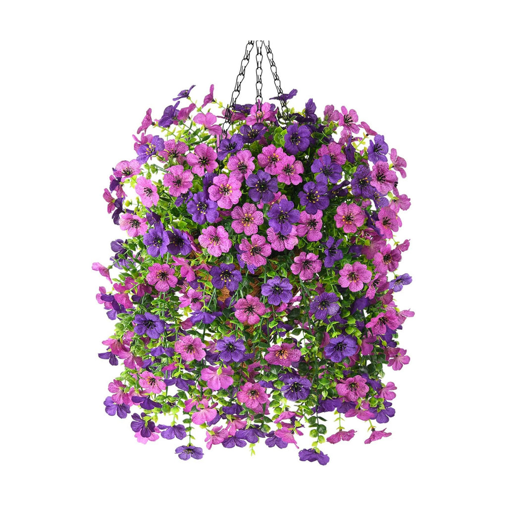 Artificial Fake Hanging Flowers Plants Baskets for Outdoor Outside Decor