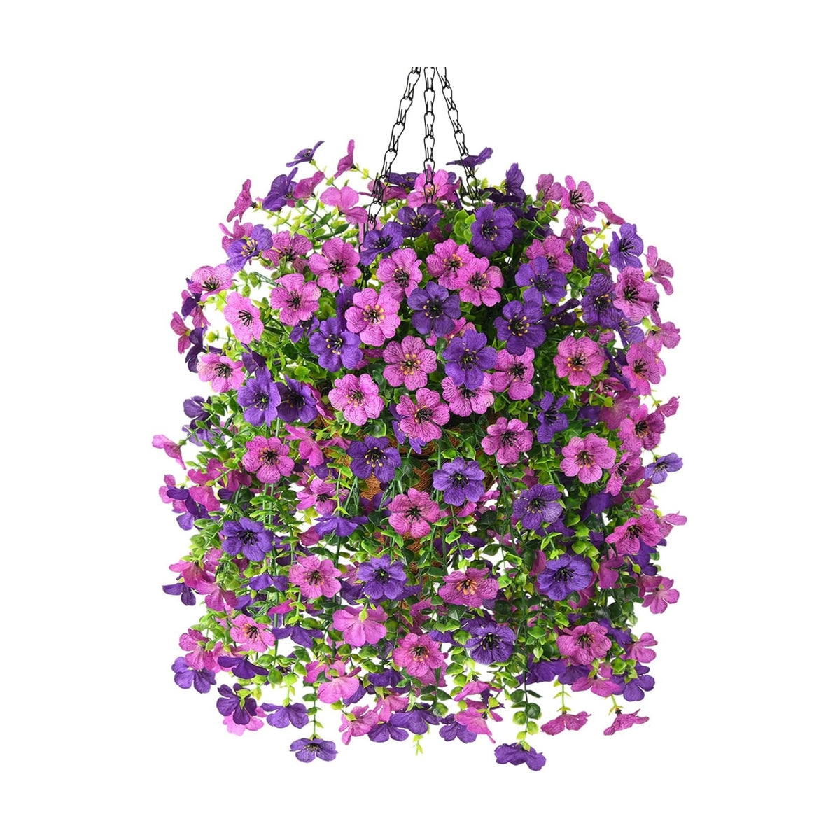 Artificial Fake Hanging Flowers Plants Baskets for Outdoor Outside Decor