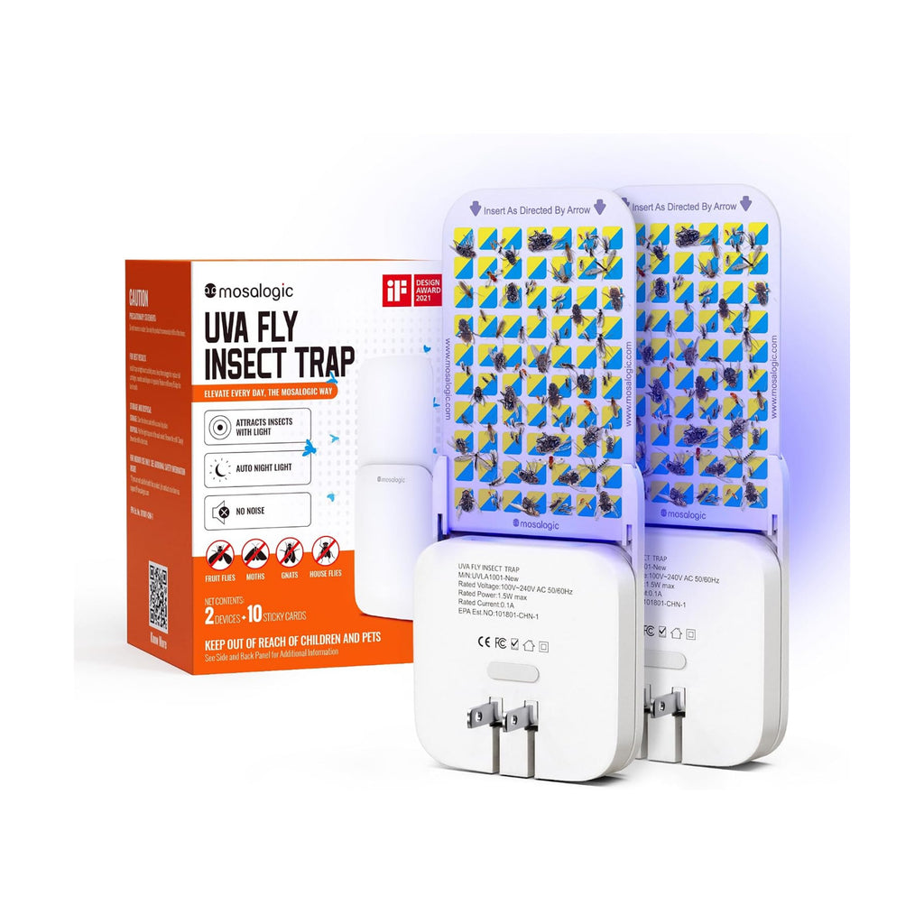 Mosalogic Fruit Fly Traps for Indoors Gnat Trap for House Indoor-600 Sqft Protection Area UV Fly Insect Trapper for