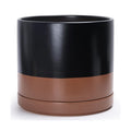 D'vine Dev 14 Inch Ceramic Planter Pot, Black/Tan, 94-O-G-7