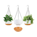 KPUVX 10 inch Hanging Planters Self Watering Pots, 3 Pack, White | For Indoor Plants, Plastic Hanging Basket, Removable