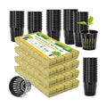 Halatool 144PCS 1.2" Rockwool Cubes & 120PCS 2" Net Cups for Hydroponics | Rockwool Garden Starter Plugs, Hydroponics