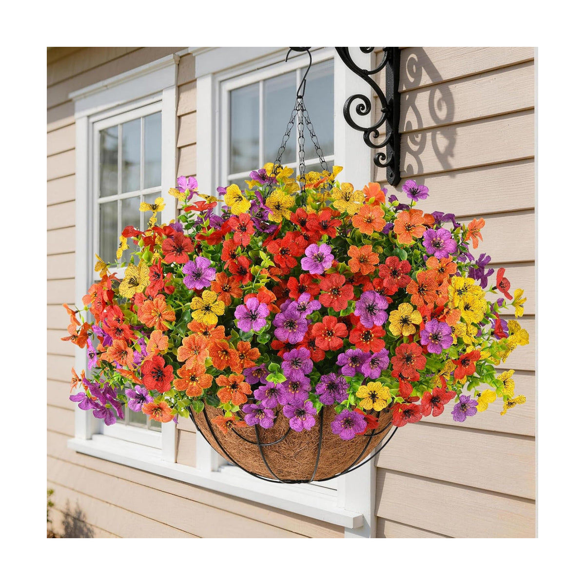 Artificial Fake Hanging Flowers Plants Basket for Outdoor Decoration