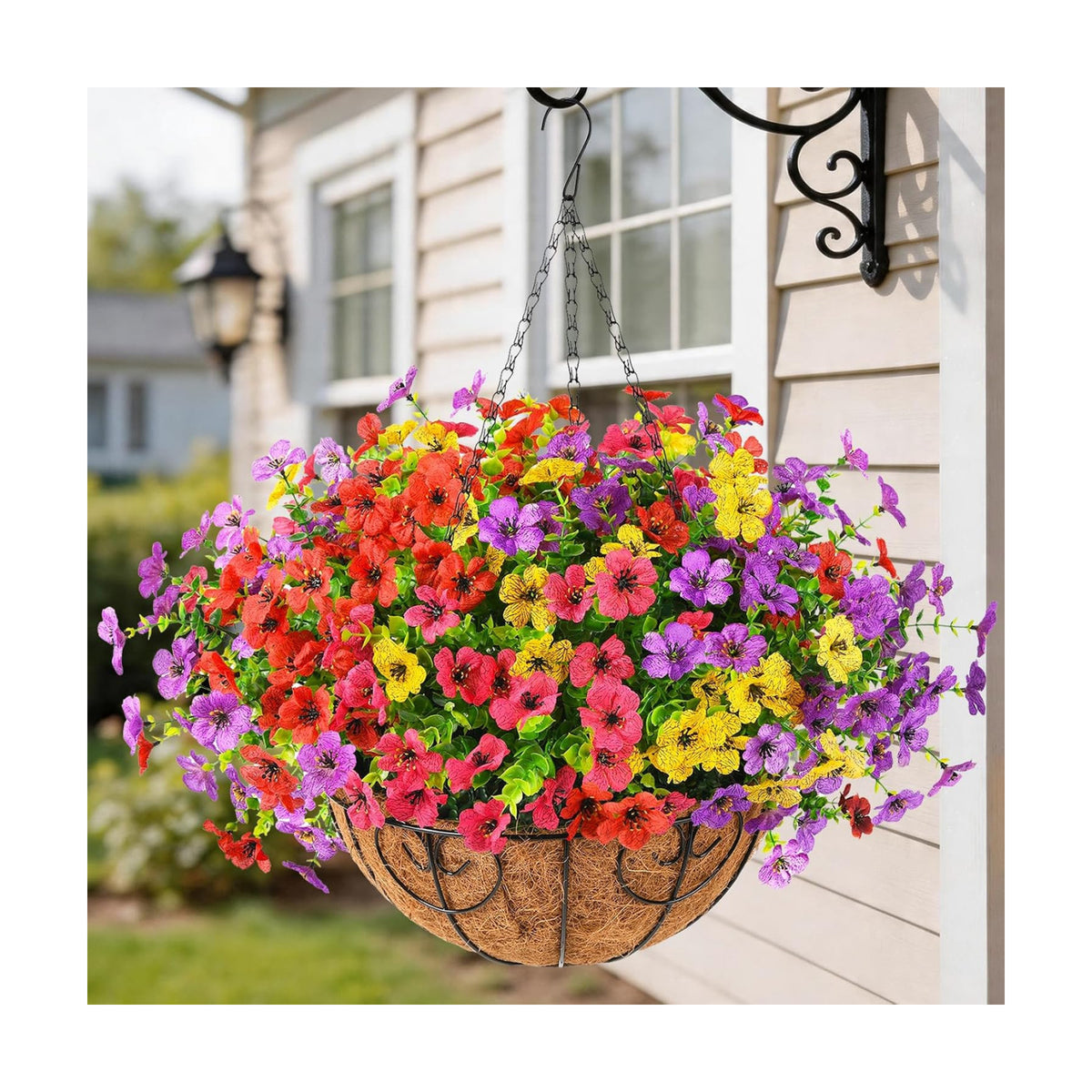 Artificial Fake Hanging Flowers Plants Basket for Outdoor Decoration