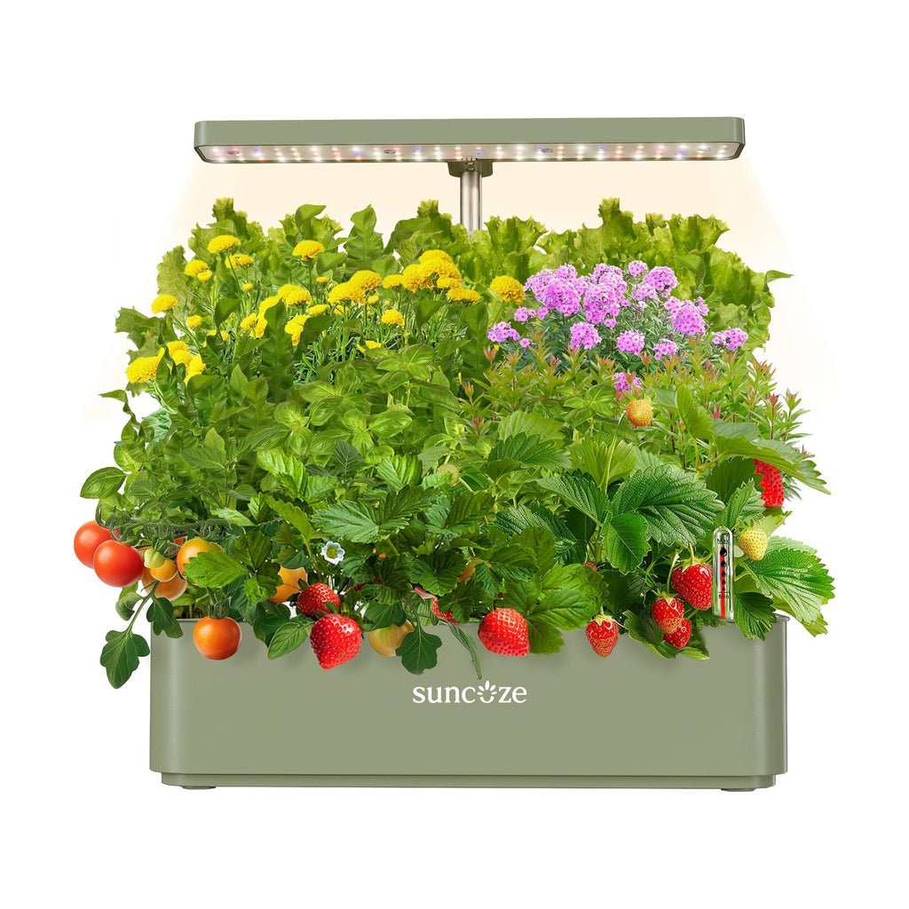 Hydroponics Growing System, Compact 12 Pods Indoor Garden, Green | 24W LED Dimmable Grow Light, 4L Water Tank with