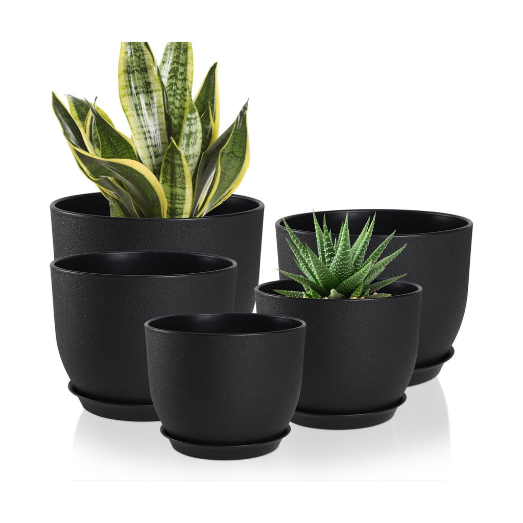 YNNICO Plant Pots 10/9/8/7.5/7 inch Set of 5,Flower Pots with Multi Mesh Drainage Holes, Large Planters for Indoor