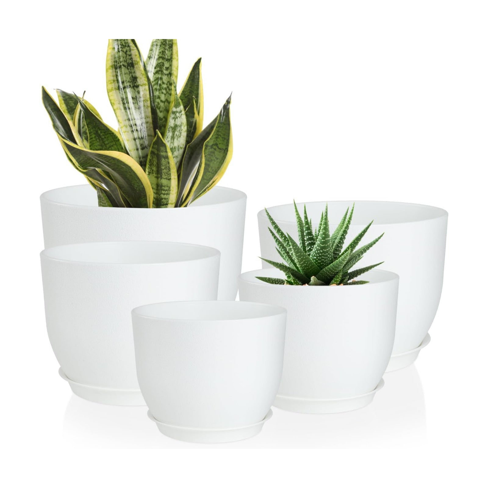YNNICO Plant Pots 10/9/8/7.5/7 inch Flower Pots with Multi Mesh Drainage Holes, Planters for Indoor Outdoor Garden