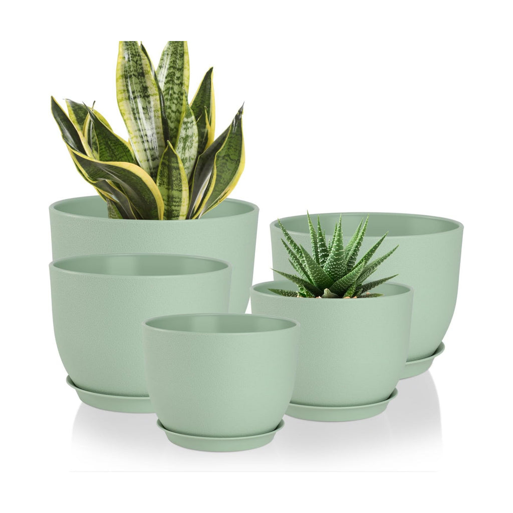 YNNICO Plant Pots 10/9/8/7.5/7 inch Flower Pots with Multi Mesh Drainage Holes, Planters for Indoor Outdoor Garden