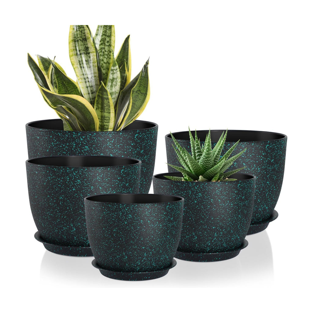 YNNICO Plant Pots 10/9/8/7.5/7 inch Set of 5,Flower Pots with Multi Mesh Drainage Holes, Large Planters for Indoor