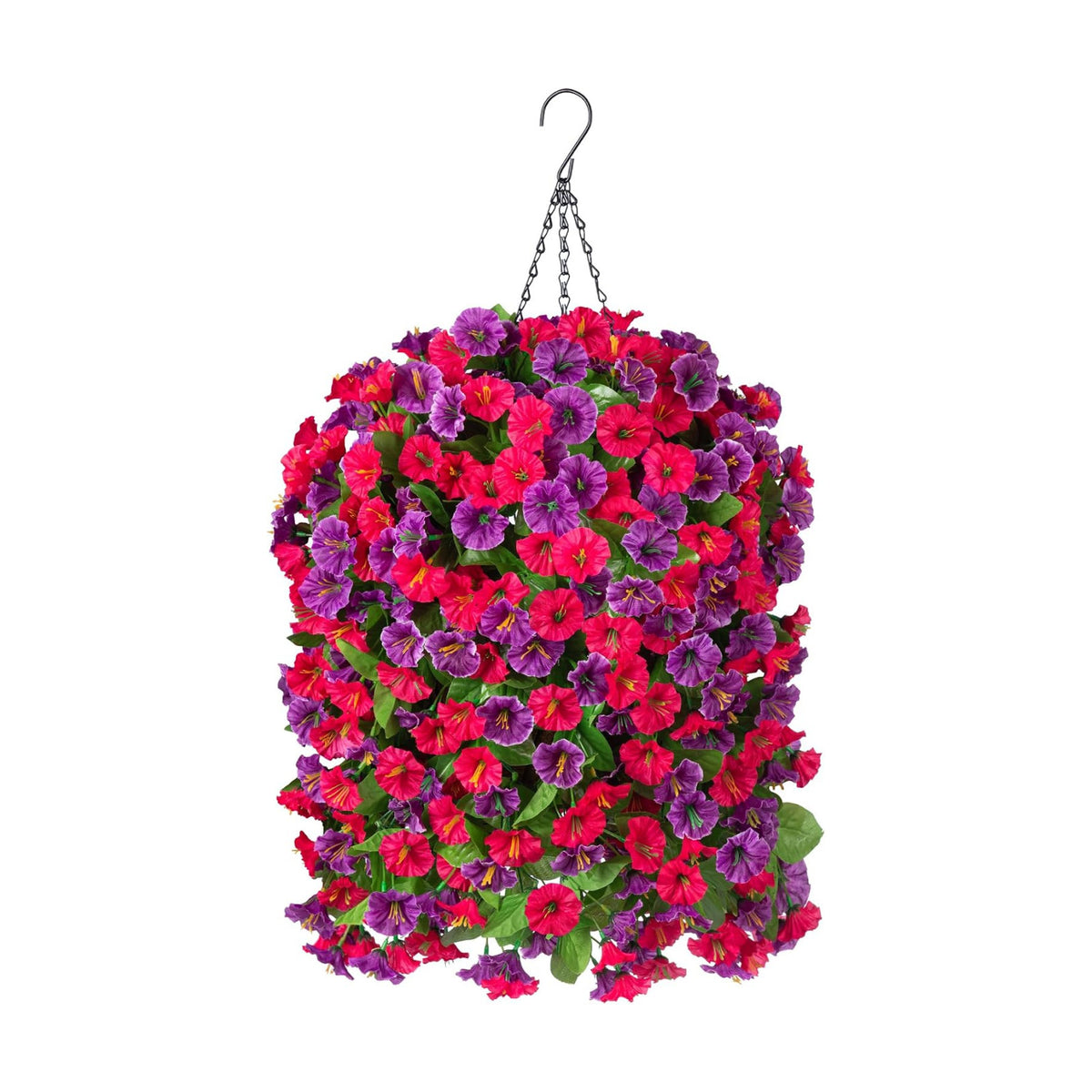 Artificial Flowers with Hanging Basket, Outdoor Faux Plants UV Resistant
