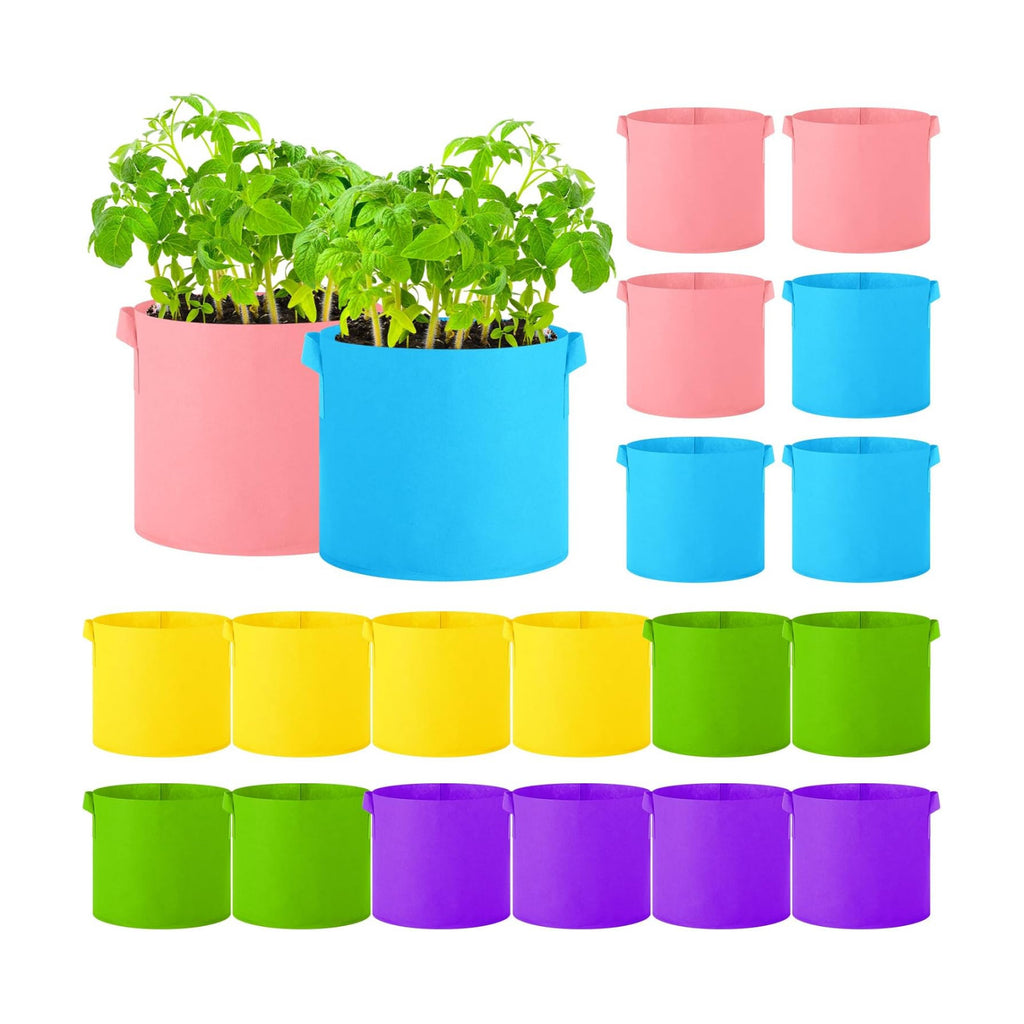 20 Pack 3 Gallon Grow Bags Multicolor Plant Grow Bag Non Woven Fabric Pots with Handles Garden Plant Seeds Tomato