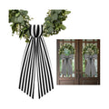 2 Pack Boxwood Wreath Sash Garland for Front Door Porch Decor (Black and White Stripe)