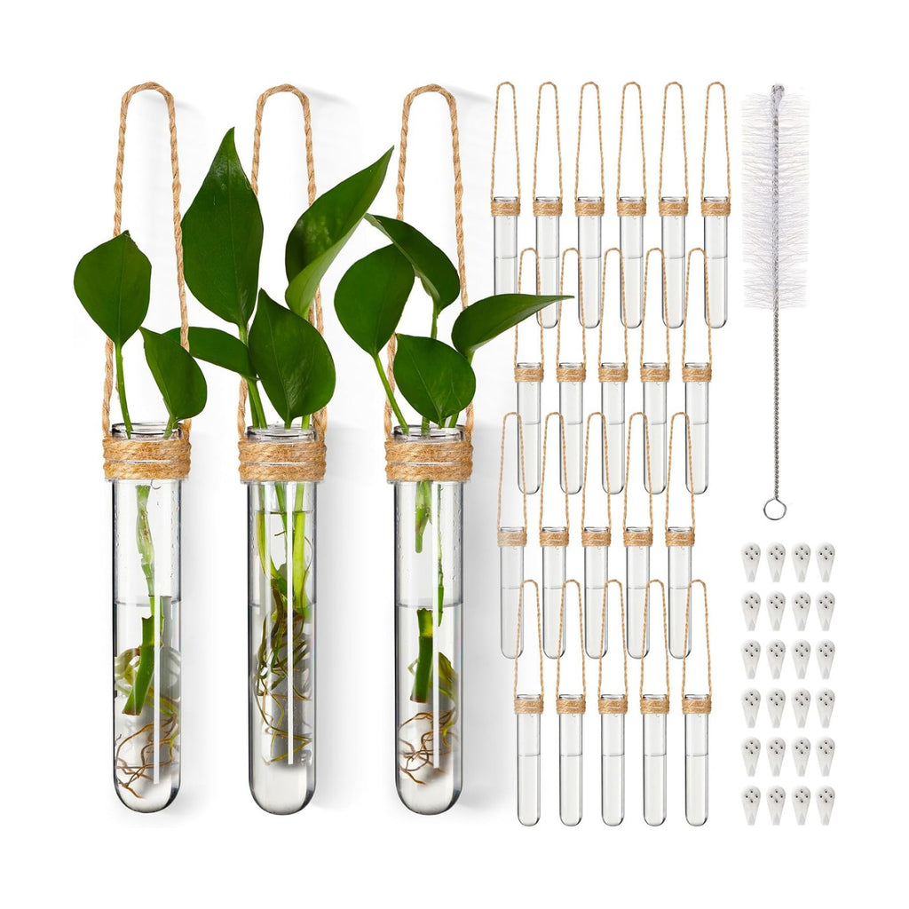 24 Pack Plastic Hanging Propagation Tubes Propagation Station Vases Wall Hanging Plant Vase for Planters Hydroponic