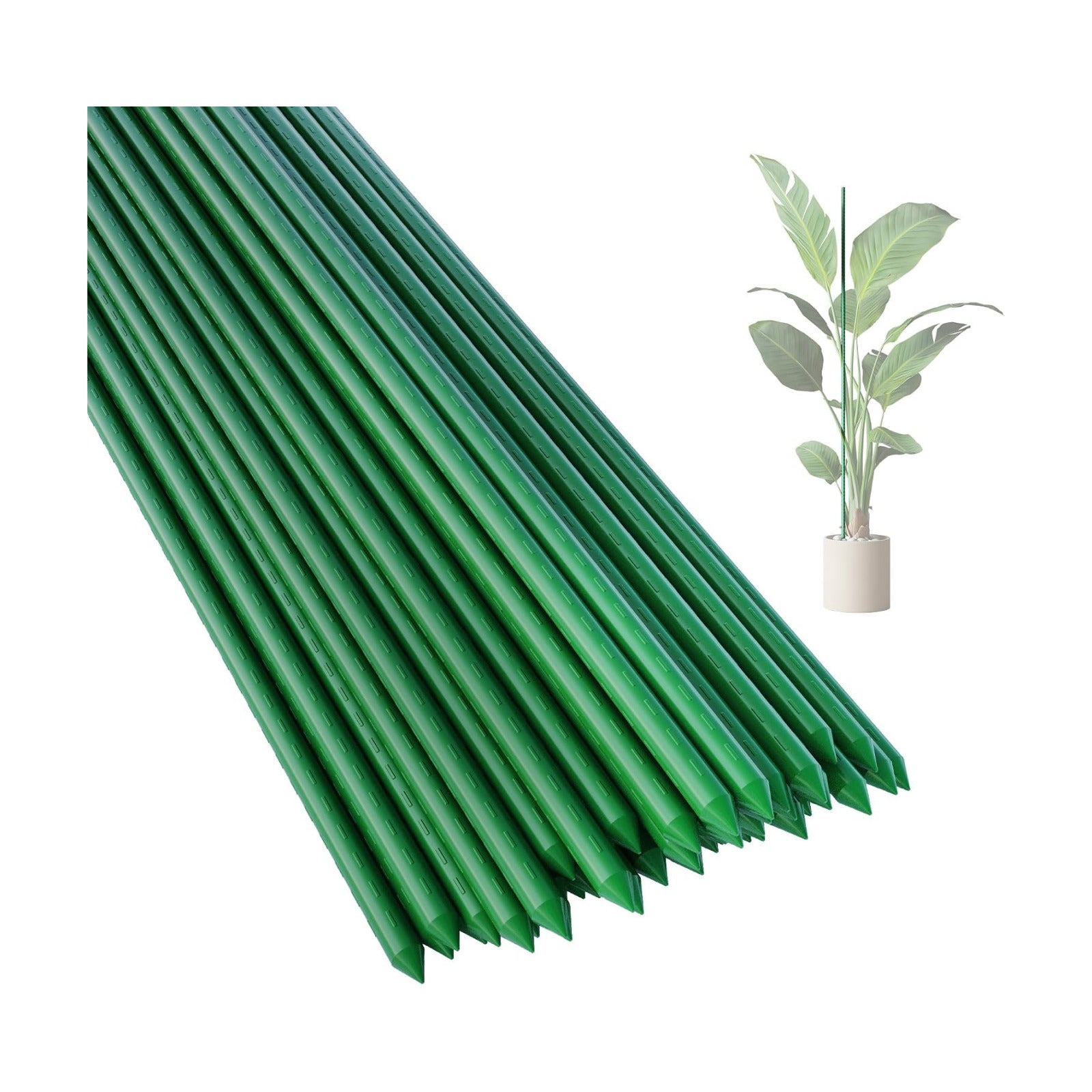 PROWORX 36 Inch 3 Ft Plant Support Garden Stakes 25 PCS, Sturdy Steel Plastic Coated Sticks for Outdoor Growing