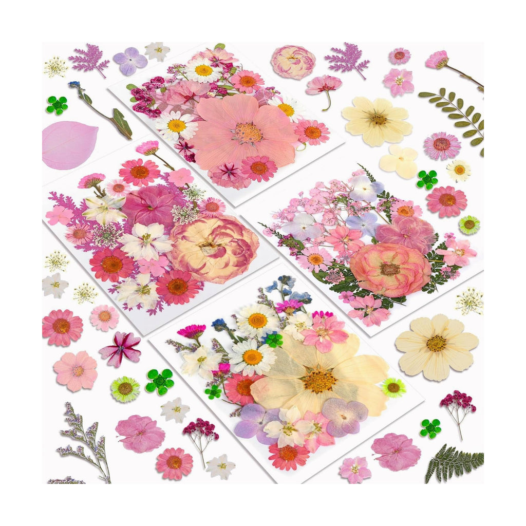 Dried Flowers, Resiners 100Pcs Pressed Flowers for Craft Baby Pink Real Natural Dried Flowers Dry Leaves Kit for DIY Making Crafts Resin Soap Candle Scrapbook Supplies Card Making Jewelry