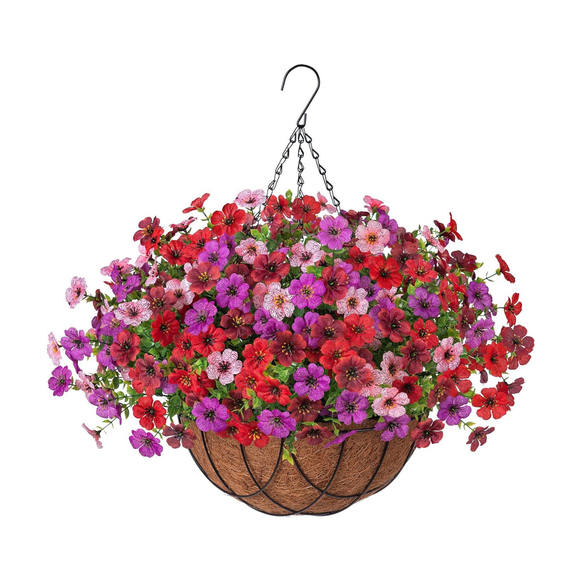 INXUGAO Artificial Fake Flowers Hanging Basket for Outdoor Decoration