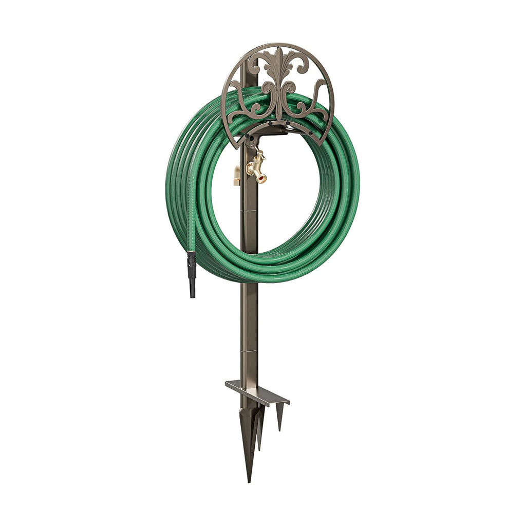 GOFORWILD Hose Stand with Brass Faucet, Holds 150 ft 5/8-in Hose | Detachable Heavy Duty Water Hose Holder