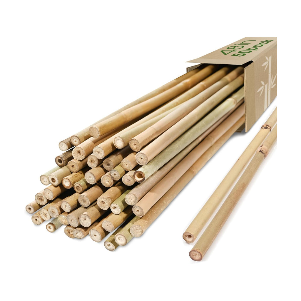 Cambaverd Bamboo Stakes, Plant Stakes 4ft, 50 Pack Bamboo Sticks for Plants | Natural Garden Stakes for Tomatoes, Beans