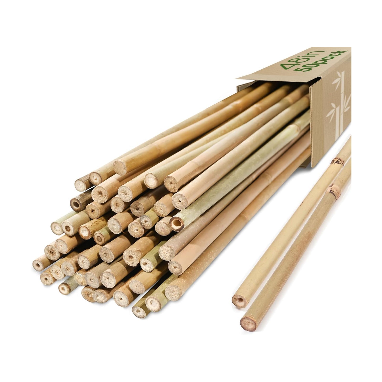 Cambaverd Bamboo Stakes, Plant Stakes 4ft, 50 Pack Bamboo Sticks for Plants | Natural Garden Stakes for Tomatoes, Beans