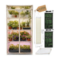 Indoor Greenhouse with Grow Light - 4 Tiers 27.2"L x 19.3"W x 54"H with 2 Heat Mats and 4 Dimmable 15W Full Spectrum