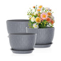 Meowell Large Flower Pots 12/10/9 inch, 3 Set Big Plant Pots for Outdoor Indoor Plants with Water Ripples, Wide Plastic