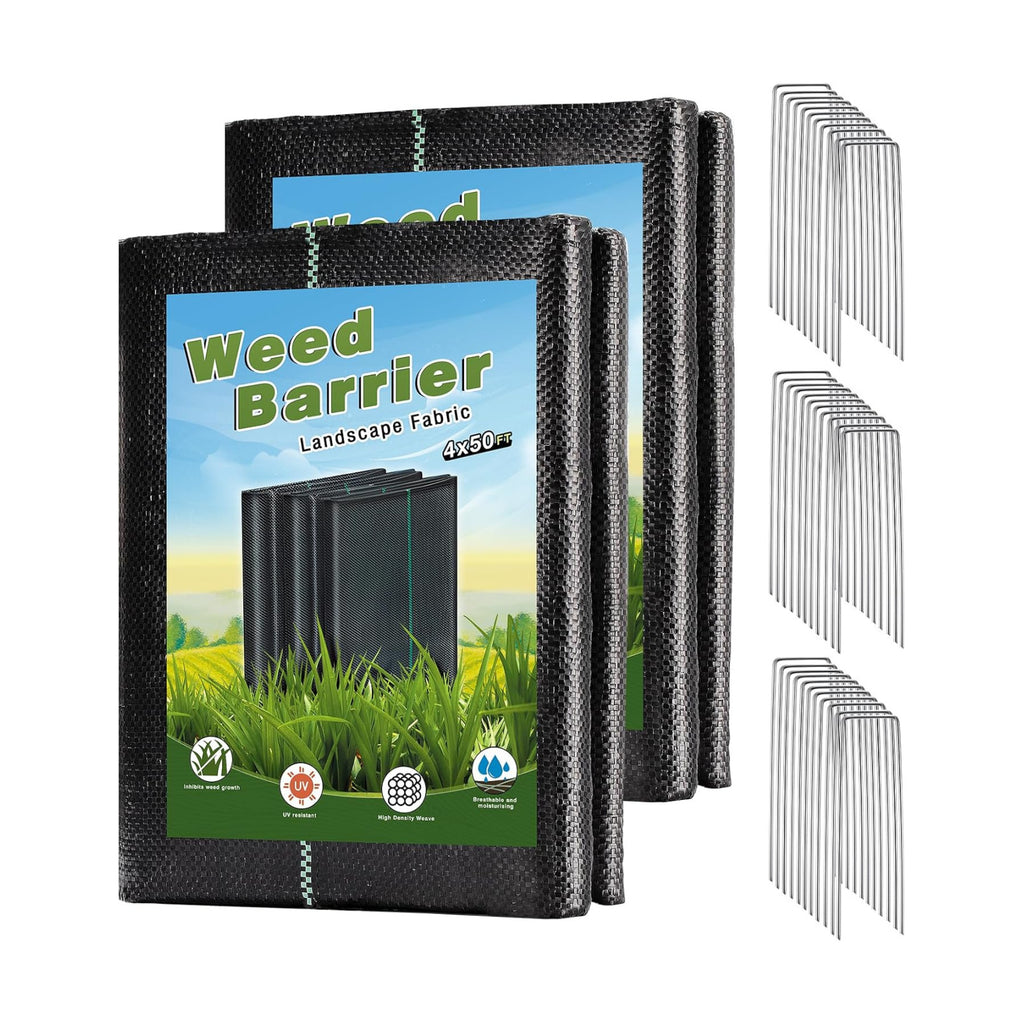 4 x 100FT Garden Weed Barrier Landscape Fabric Heavy Duty Weed Fabric Barrier Premium Garden Ground Cover Weed Control