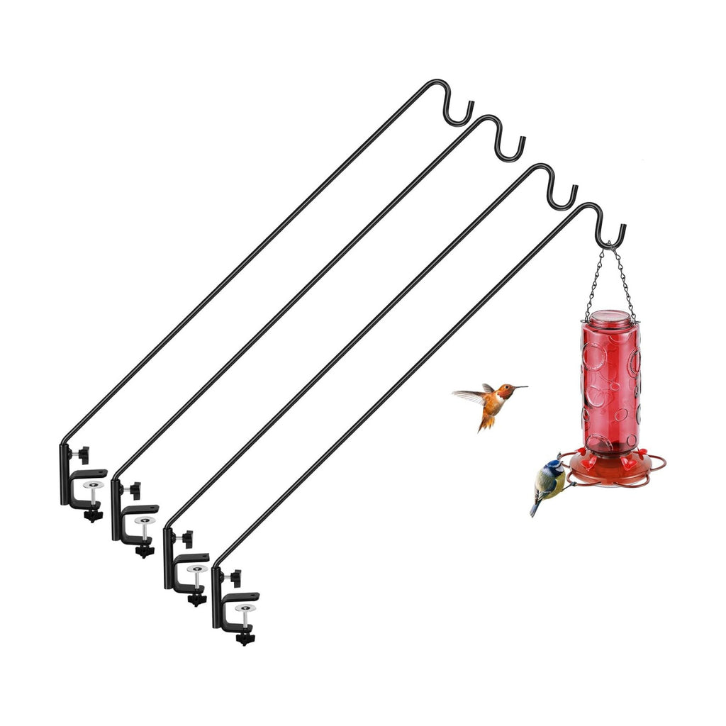 ERYTLLY 4 Packs 3 Inch Clamp 28" Long Deck Hook for Hanging Bird Feeder, Plants, Suet Baskets,Wind Chimes,Lanterns and More