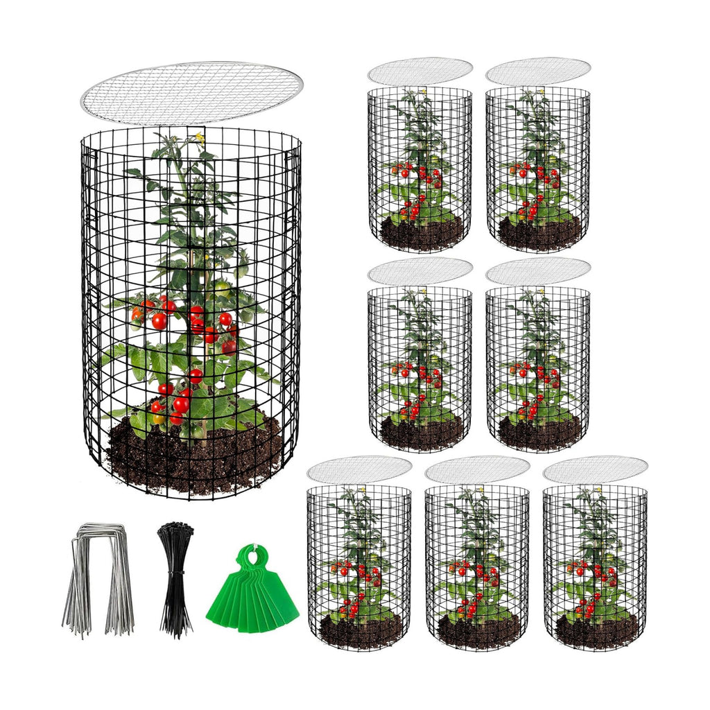 Adnee 8 Pack Wire Plant Protector with Cover-20" x 11" Detachable Metal Plant Protectors Mesh-Garden Plant Protectors