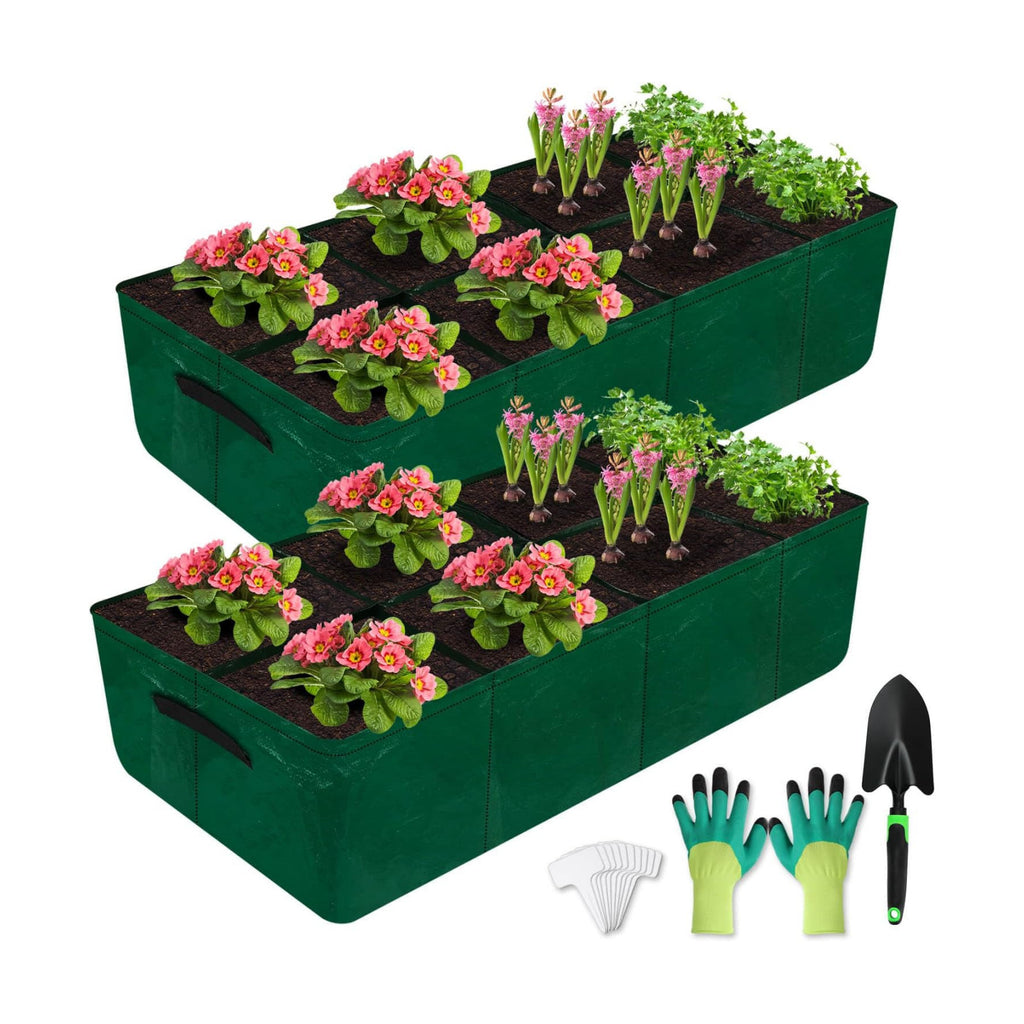 Caffox 2 Pack Fabric Raised Garden Bed, 4x2x0.8ft Plant Grow Bags for Flowers and Vegetables, 94 Gallon