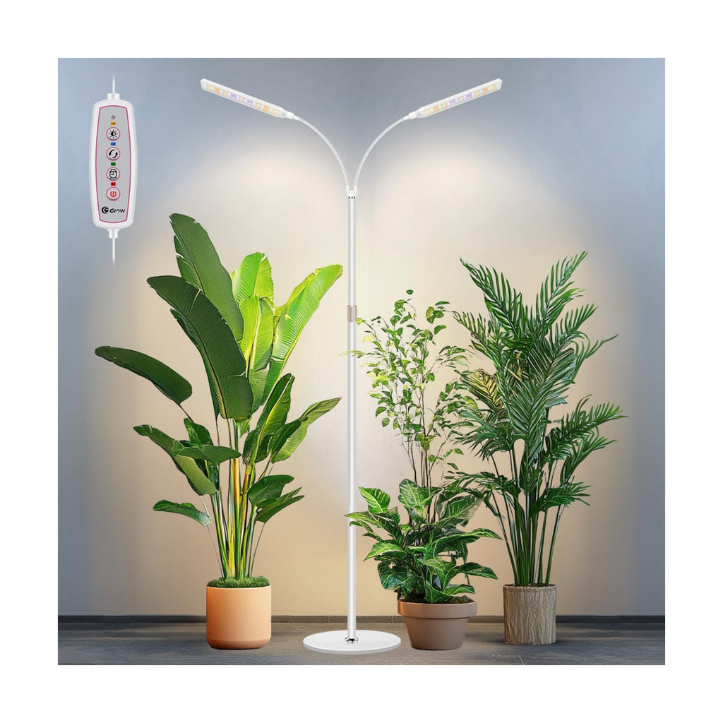 Kullsinss Grow Lights for Indoor Plants with Stand, 2-Heads Full Specturm Plant Grow Light with 4/8/12/16H Timer, 3
