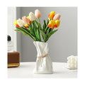 FOWSEEK 6IN White Ceramic Vase, Irregular Flower Vase Modern Art Decorative Vases for Flowers, Unique Paper Bag Vases for Home Office Centerpieces Entryway Bookshelf Living Room Table Decor