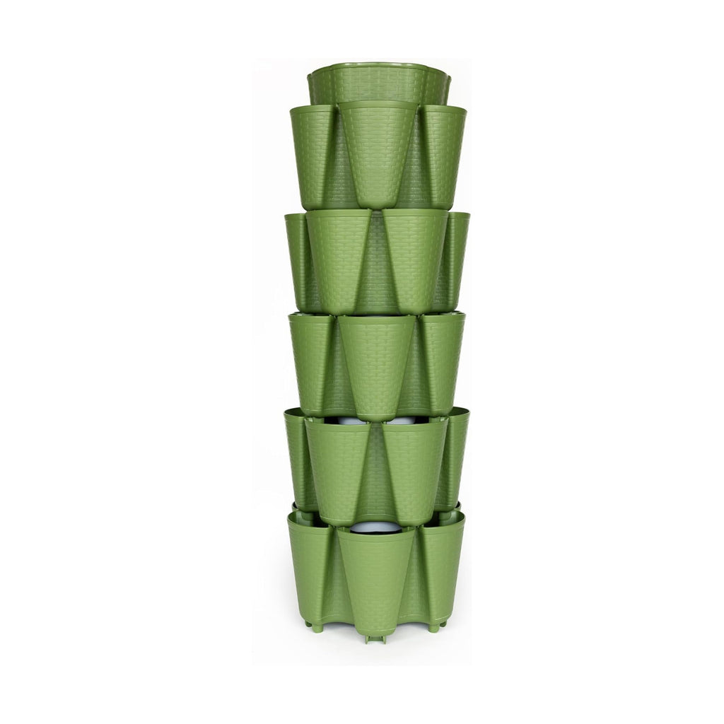 5 Tier Original Vertical Planter in Basket Weave Texture (Evergreen)
