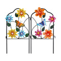 hogardeck Garden Decor for Outside, Set of 2 Metal Fence Decorative Garden Stakes with Flowers for Spring Decor, Yard